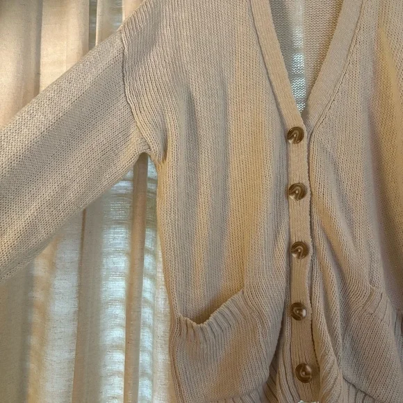 Quince Ivory Cotton Linen Relaxed Cardigan - Picture 5 of 12